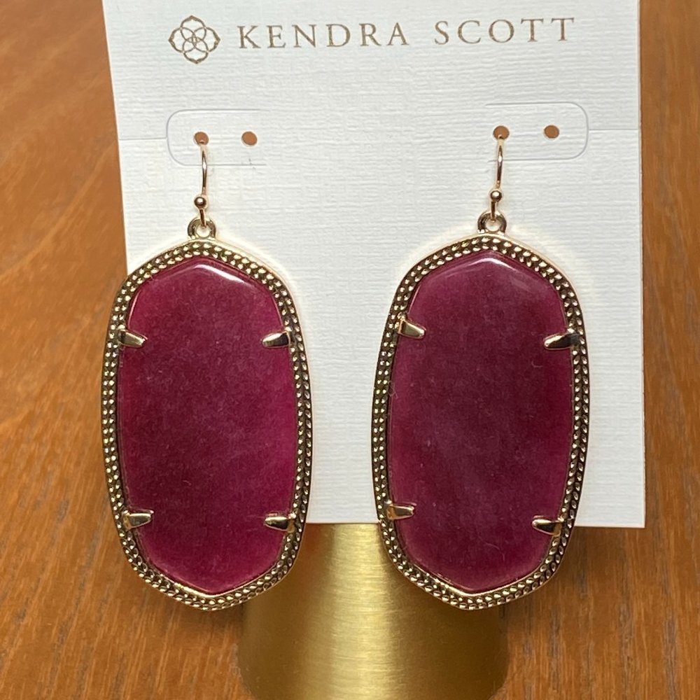 Kendra Scott Danielle, gold, maroon jade